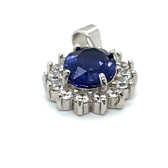 Iolite 1.20ct White Gold Finish Solid Silver Pendant - Picture 4 of 6